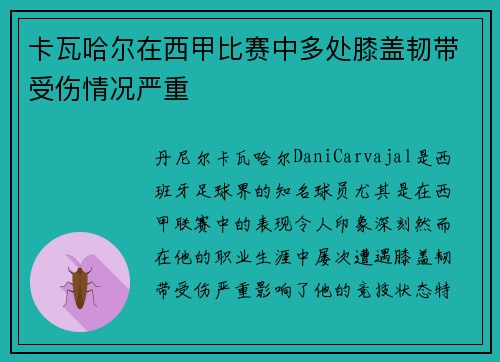 卡瓦哈尔在西甲比赛中多处膝盖韧带受伤情况严重
